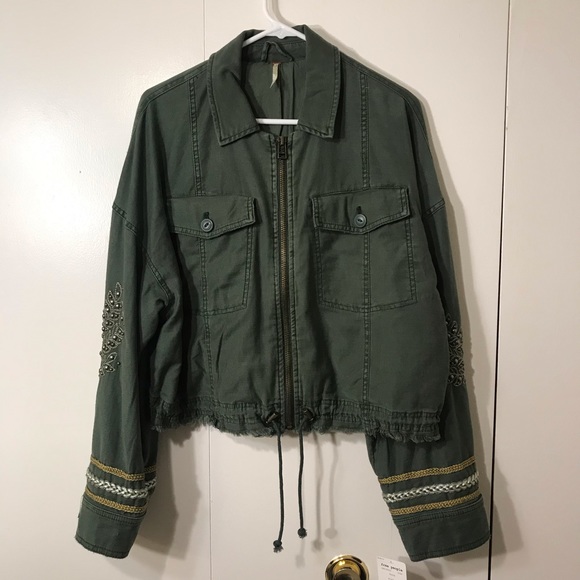 Free People Cropped Embellished Military Jacket - Picture 4 of 8